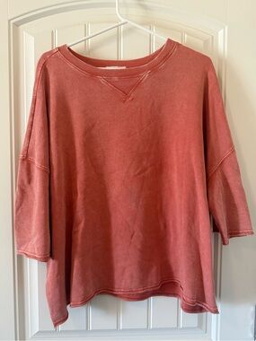 Washed red Oversized Pullover Sweater